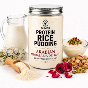 Creamy rice pudding with toppings