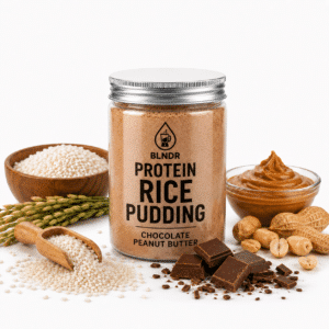 Protein rice pudding with chocolate peanut butter