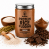 MOCHA PROTEIN RICE PUDDING 3 Mocha protein rice pudding ingredients displayed