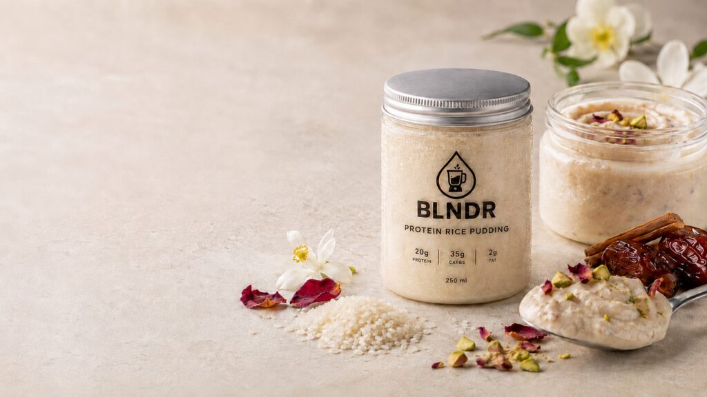 Protein rice pudding with toppings a healthy desert in Dubai